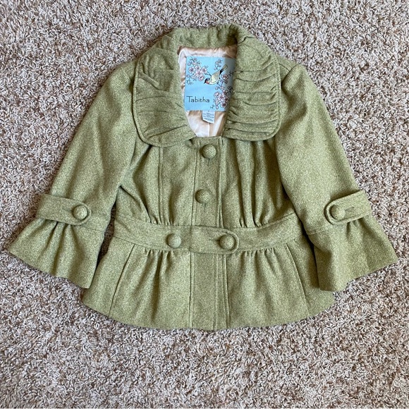 Tabitha Pea Green Cropped Blazer Pea Coat Jacket - Picture 1 of 11